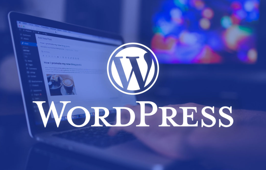 İthalat Yeniden Satış Sınır Ötesi EC WordPress blog yönetimi arayüzü, ön tarafta WordPress logosu üst üste gelecek şekilde dizüstü bilgisayar ekranında görüntülenir.